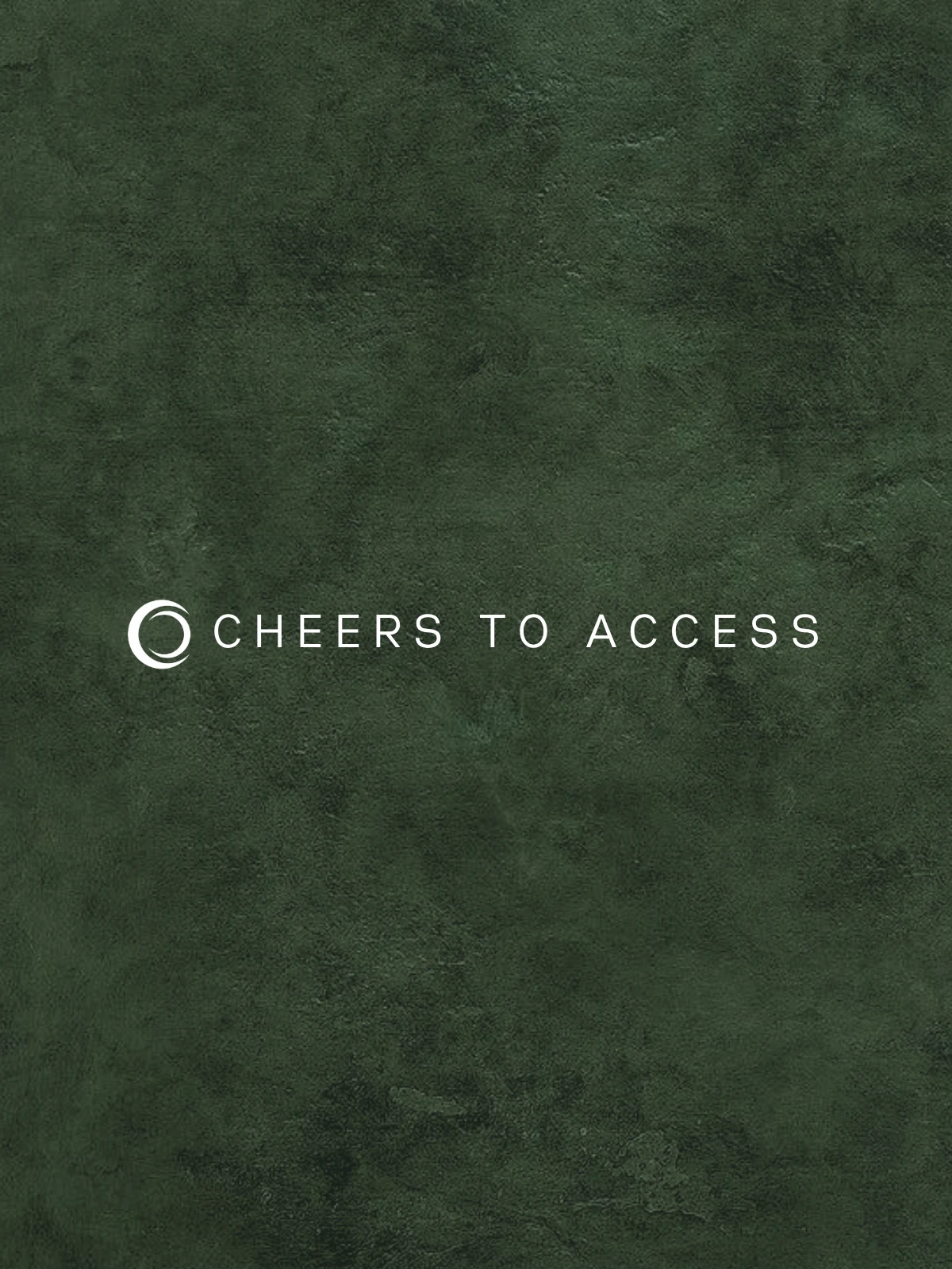 Cheers to Access primary wordmark on deep forest texture