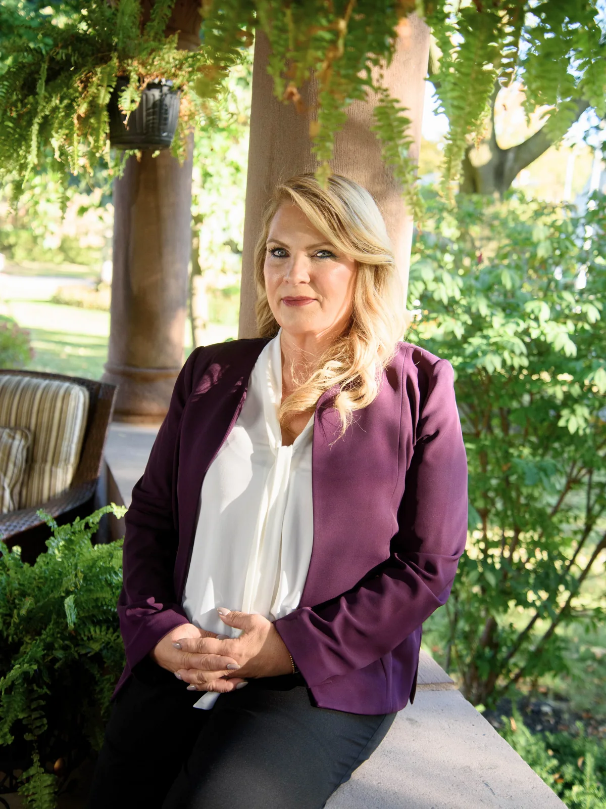 Cheryl LaTray full-length portrait in a tailored look