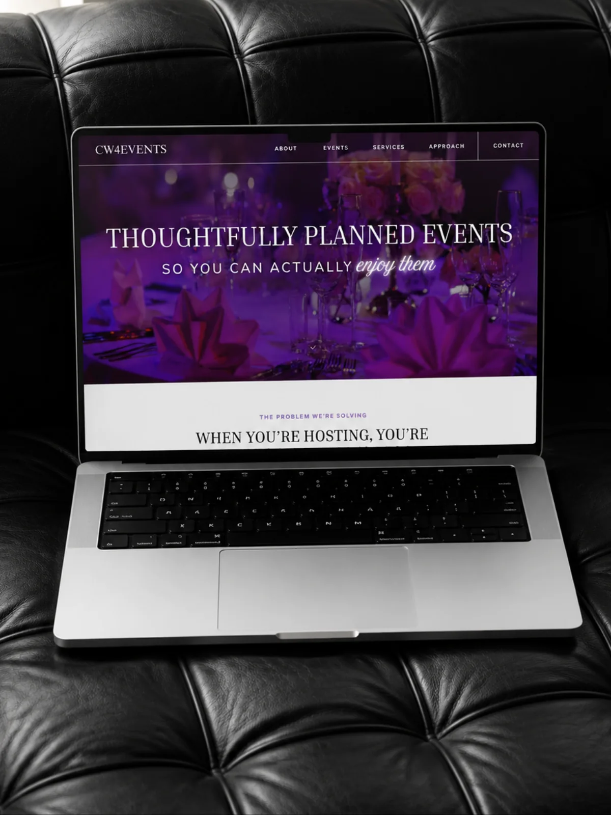 CW4 Events website displayed on a laptop