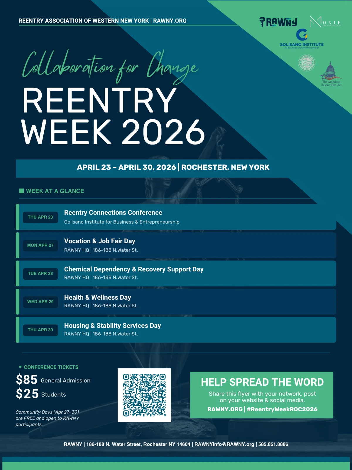 RAWNY Reentry Week 2026 schedule